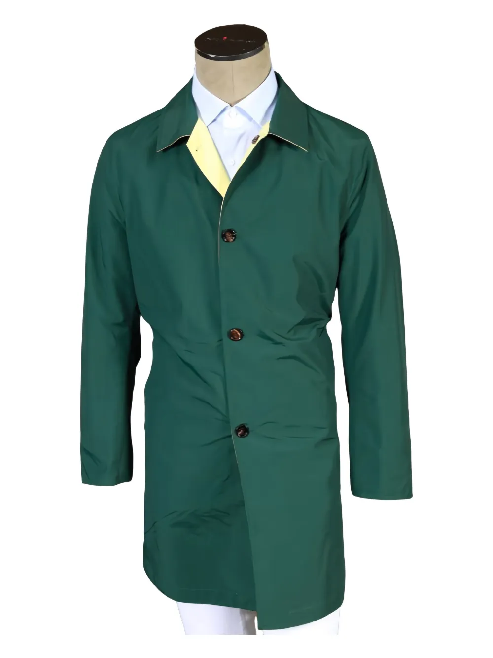Kiton Omkeerbare regenjas met knopen Groen