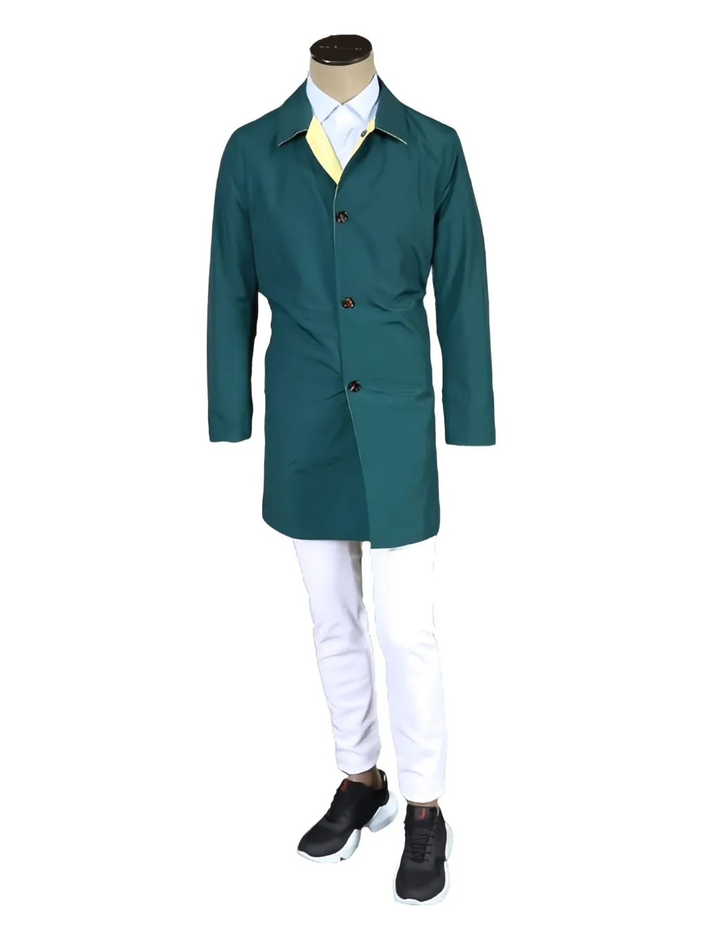 Kiton Omkeerbare regenjas met knopen Groen