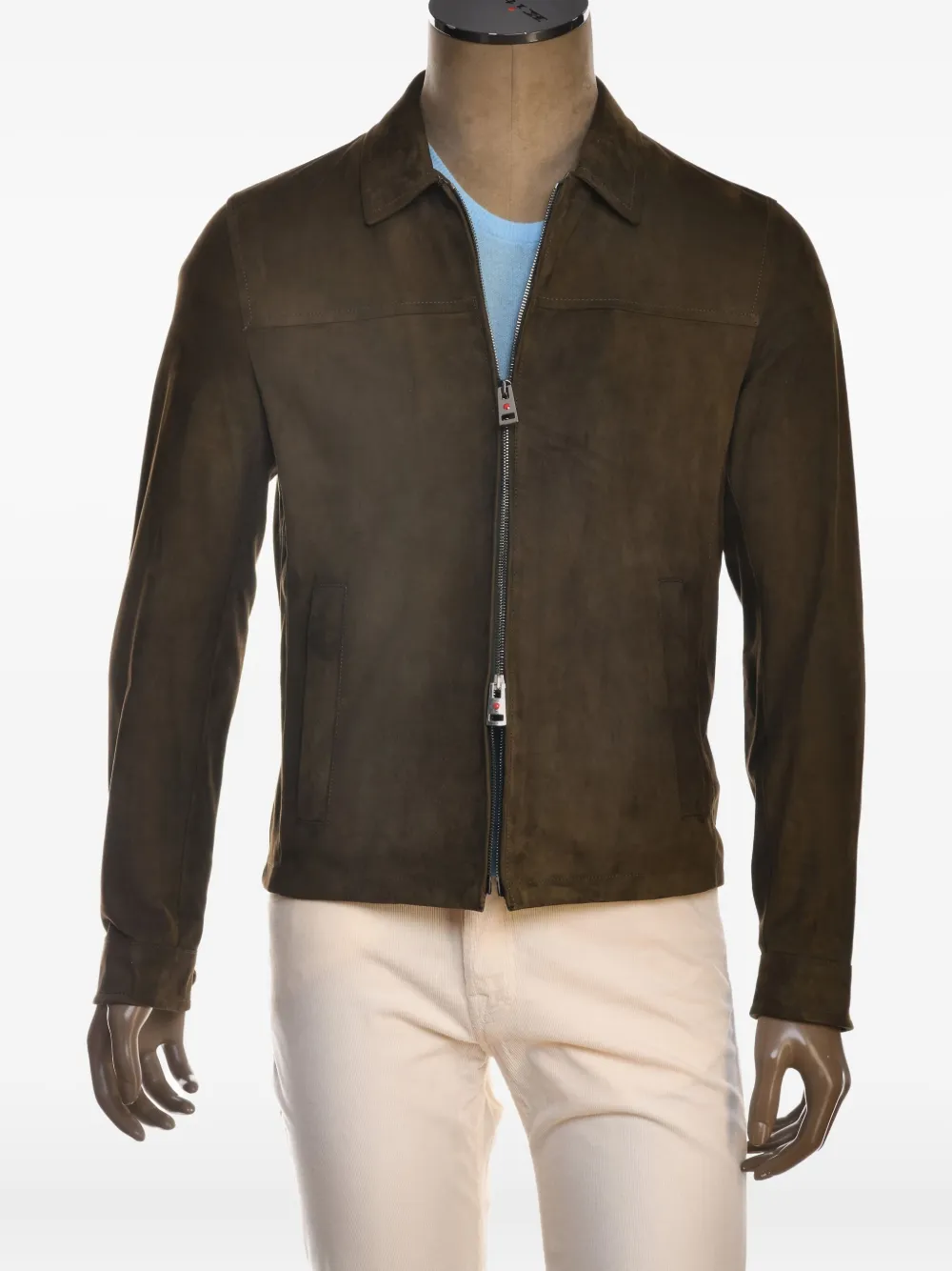 Kiton Juan suède jack met rits Blauw