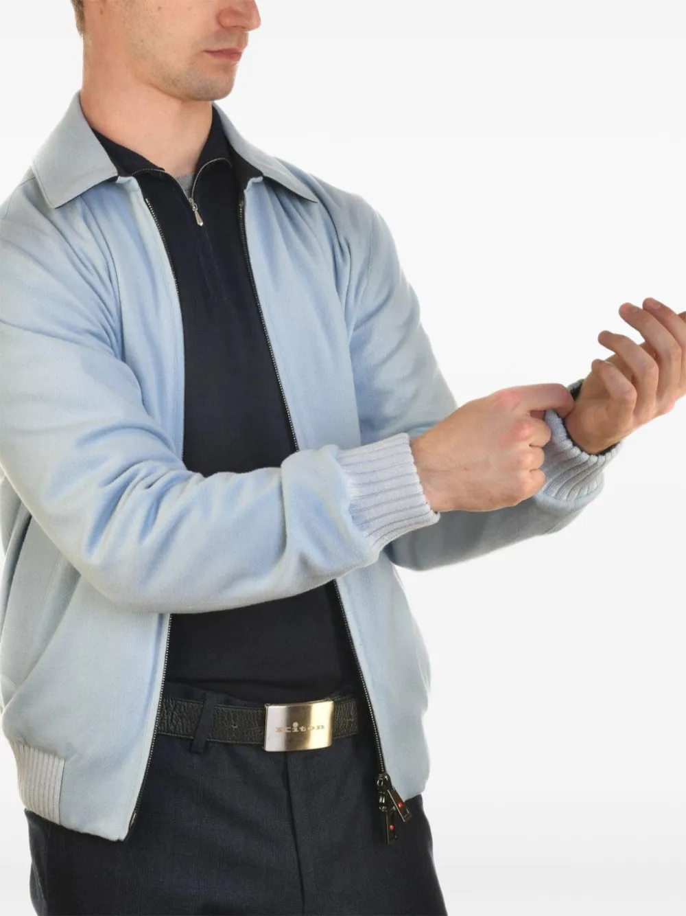 Kiton Brak kasjmier jack met geribbelde manchetten Blauw