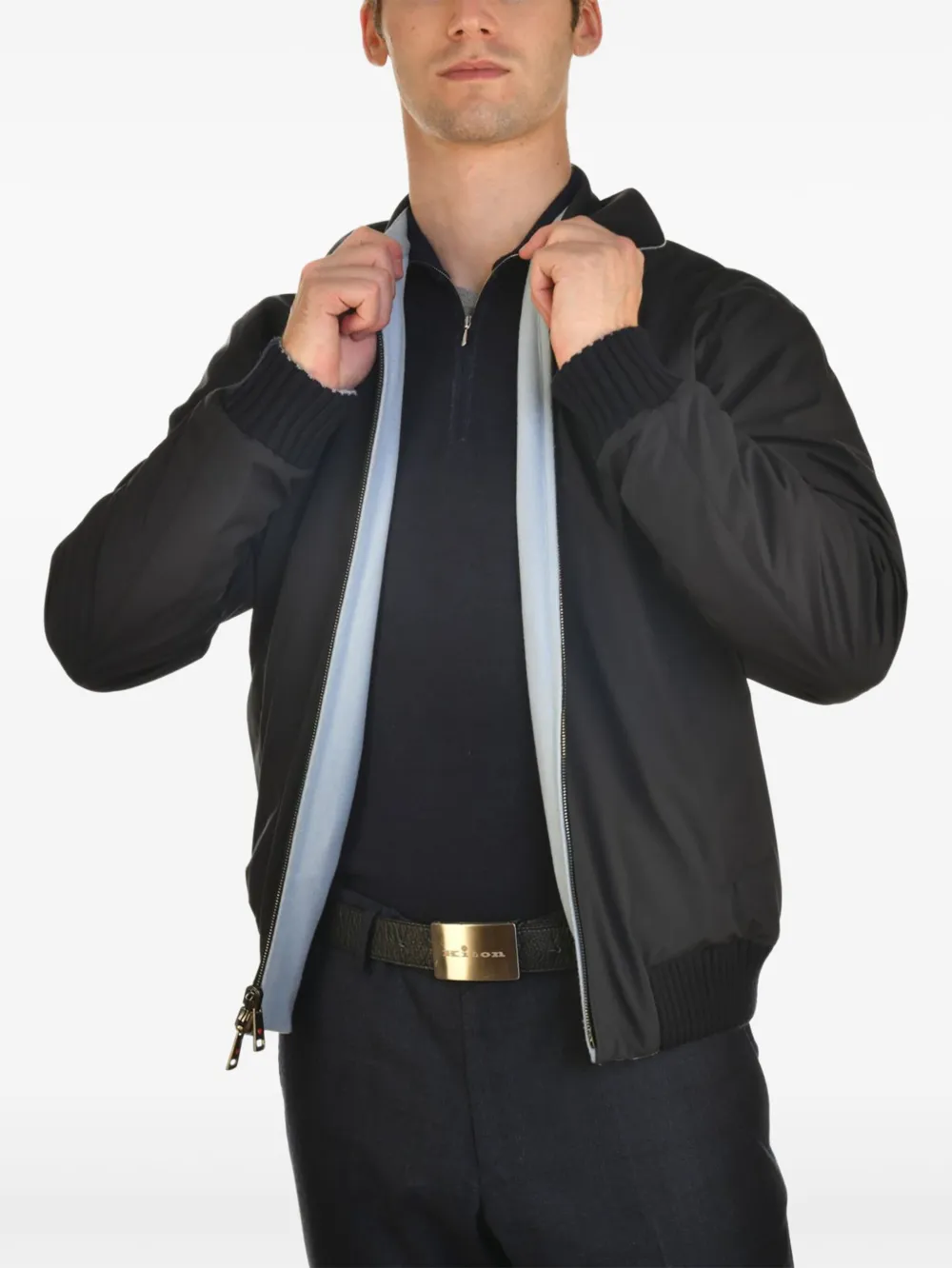 Kiton Brak kasjmier jack met geribbelde manchetten Blauw