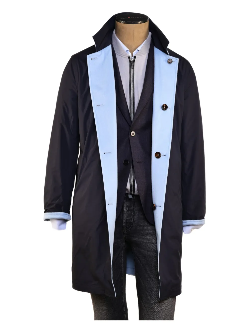 Kiton Peak omkeerbare kasjmier jas Blauw