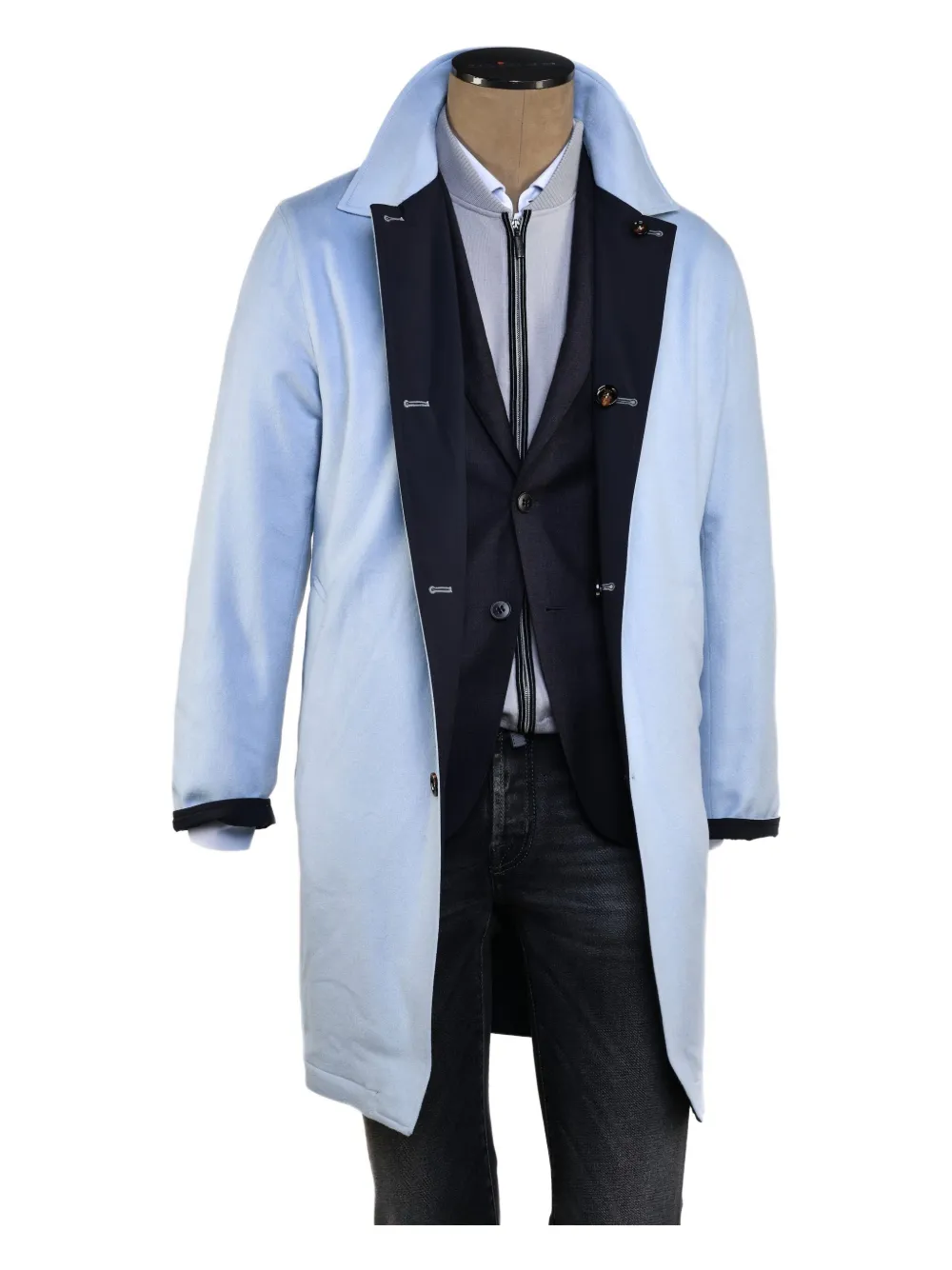 Kiton Peak omkeerbare kasjmier jas Blauw