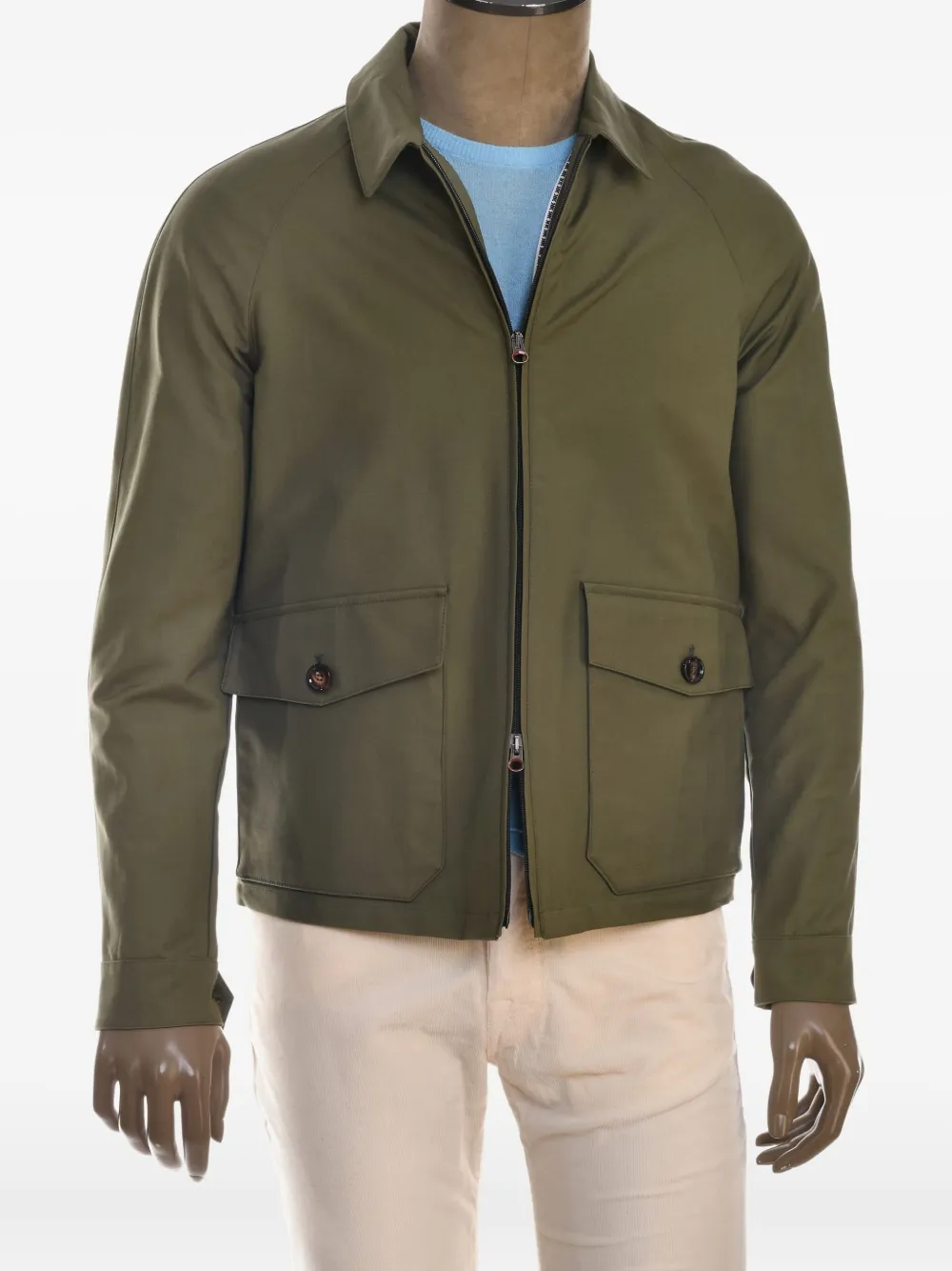 Kiton Drizza zip-front patch-pocket jacket - Verde