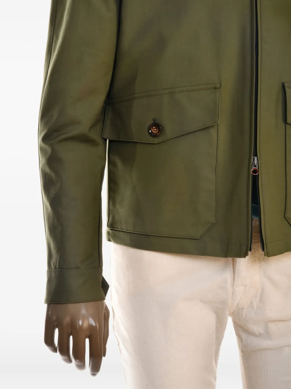 Kiton Drizza jack met opgestikte zak en rits Groen