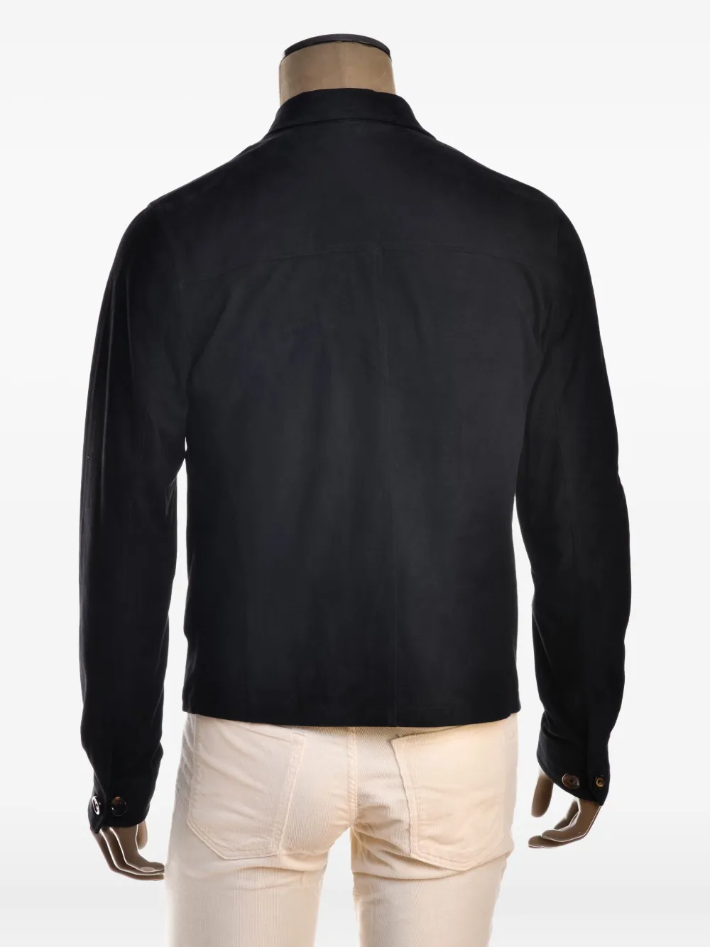 Kiton Kired Roy lamsleren jack met rits Zwart