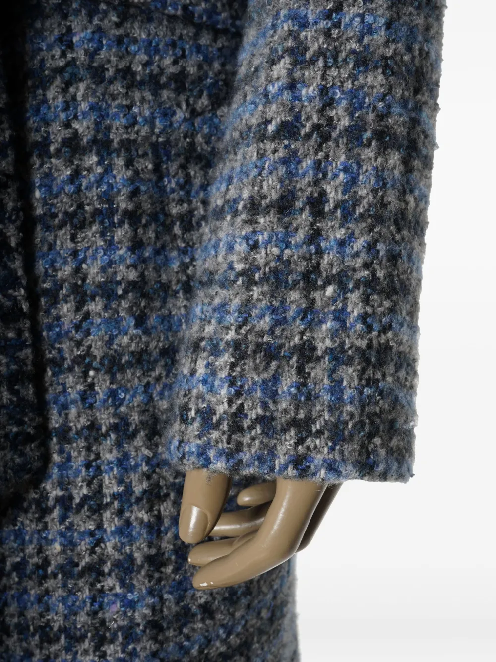 Kiton Wollen jas met pied-de-poule print Blauw