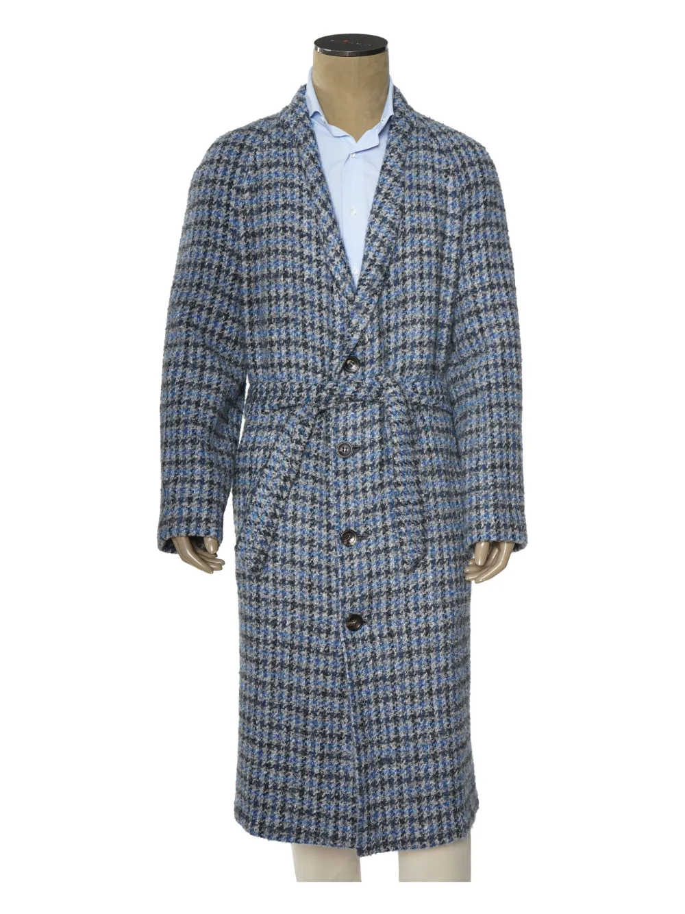 Kiton houndstooth wool coat Blauw