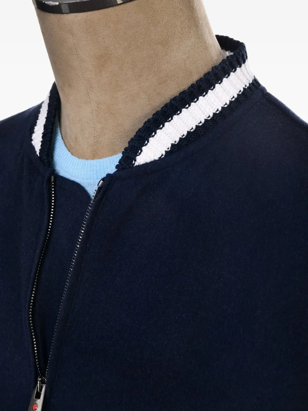 Kiton x Kired Hugo cashmere panelled zip-up bomber jacket Blauw