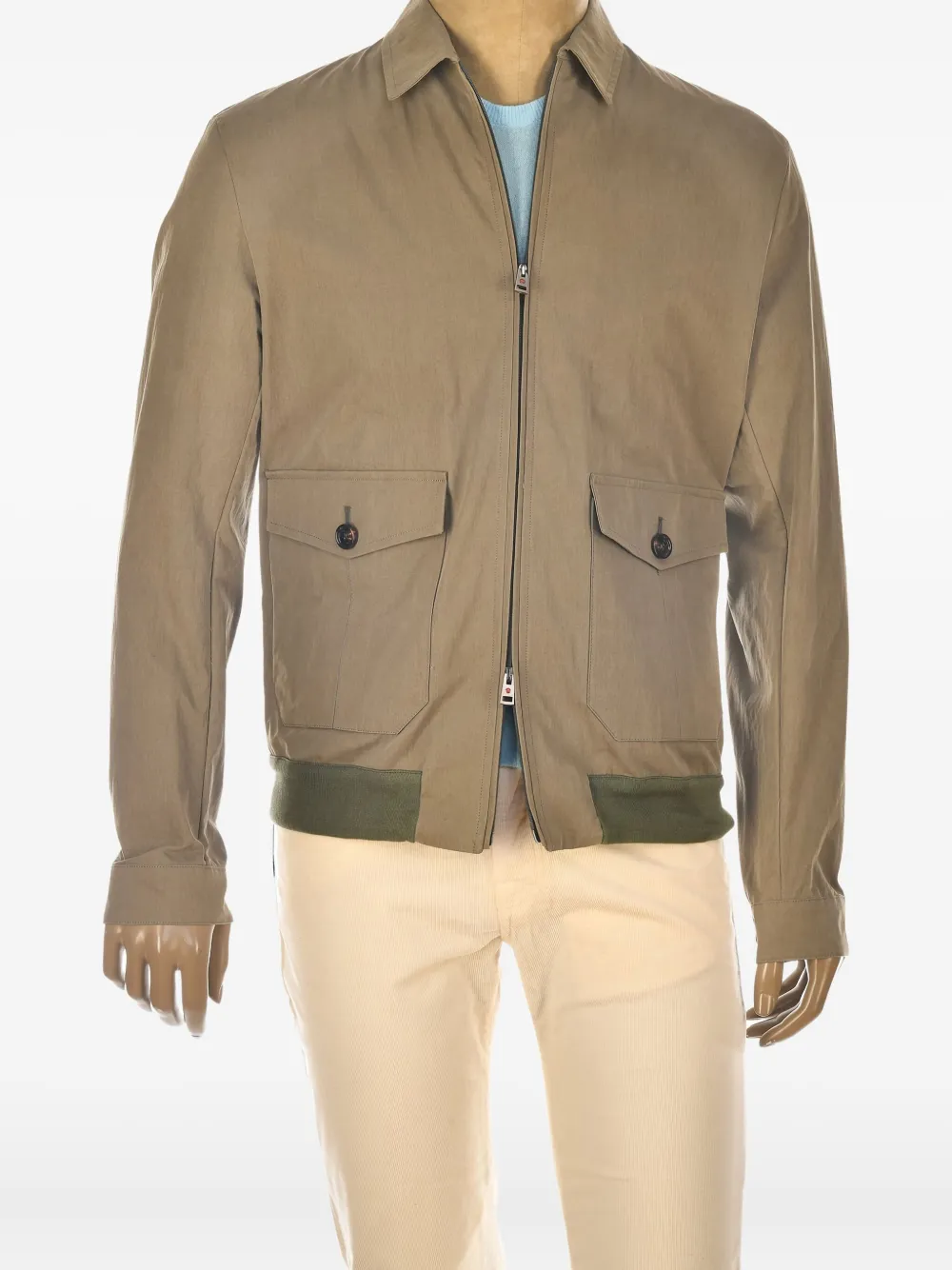 Kiton Jack met opgestikte zakken en rits Groen