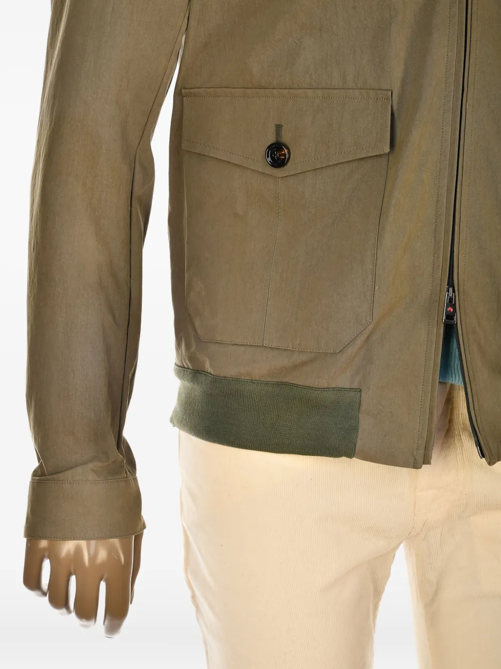 Kiton Jack met opgestikte zakken en rits Groen