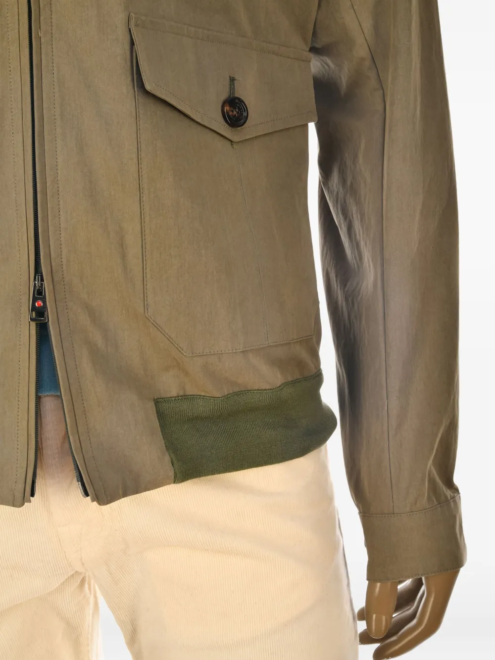 Kiton Jack met opgestikte zakken en rits Groen