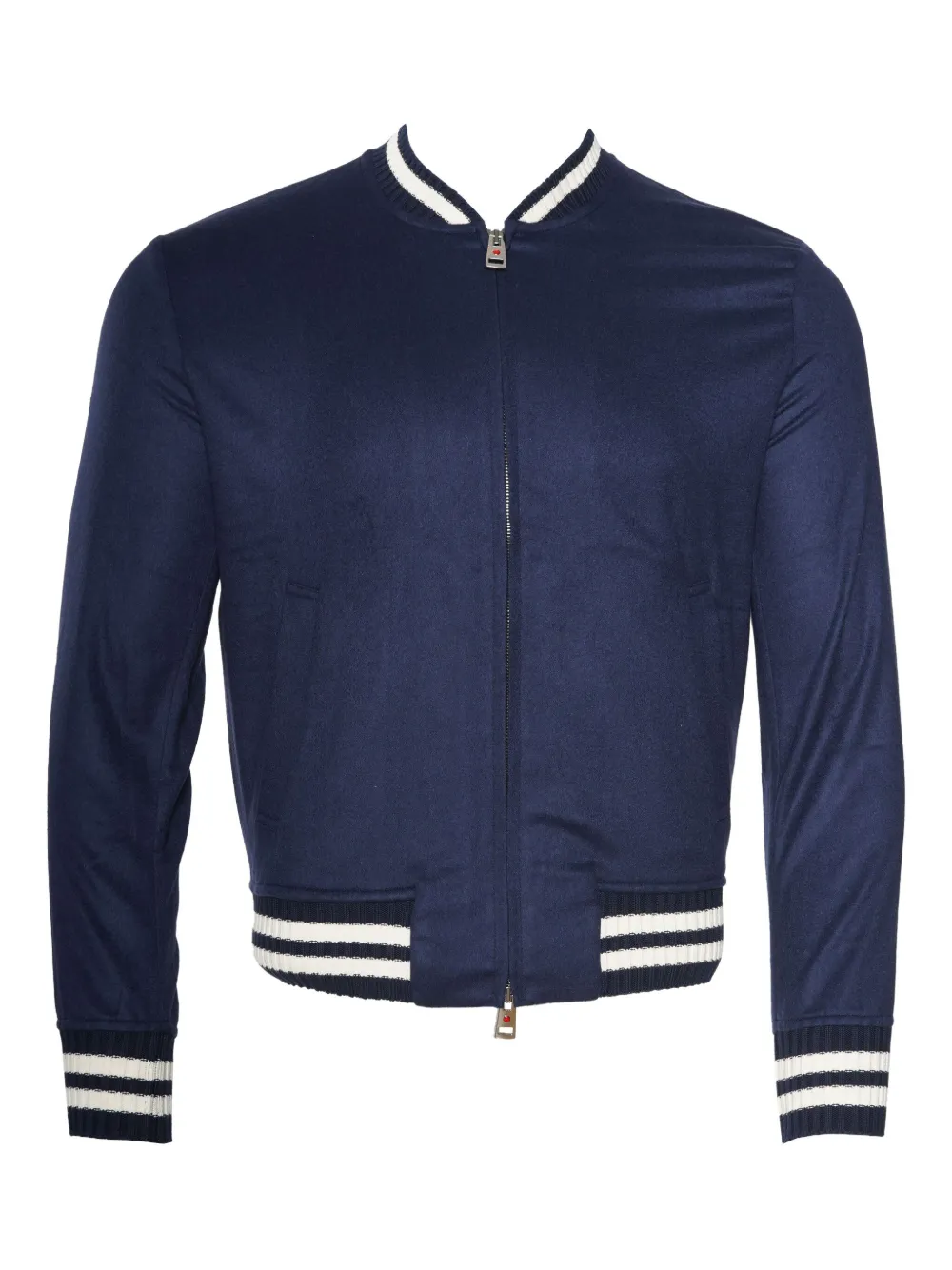 Kiton Kasjmier jack met geribbelde afwerking Blauw