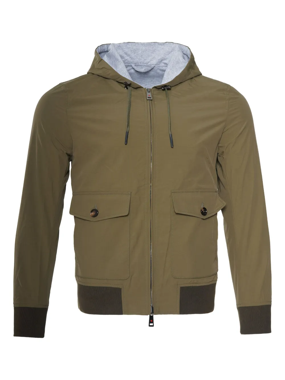 Kiton flap-pockets hooded jacket Groen