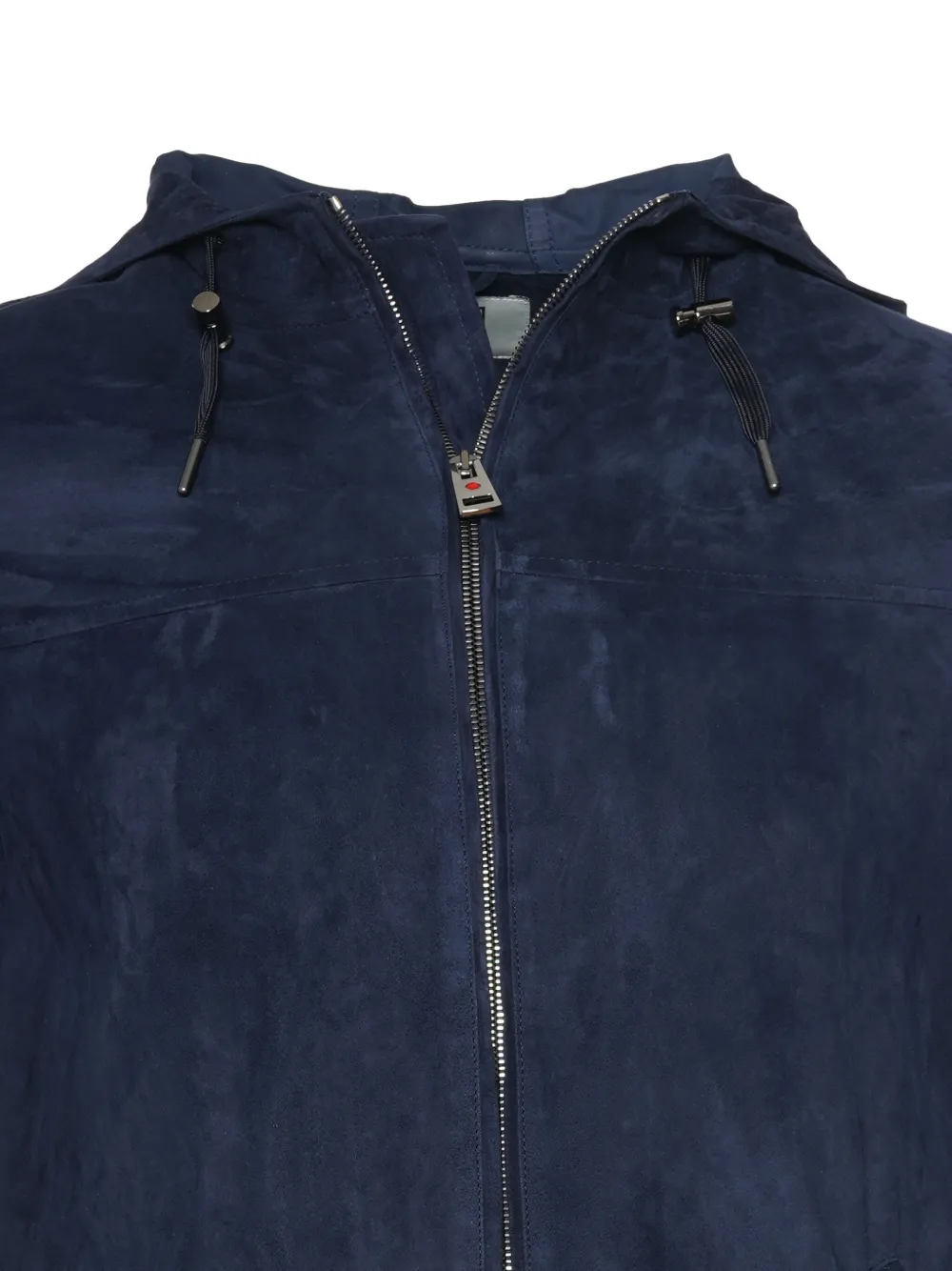 Kiton Suède jack met capuchon en rits Blauw