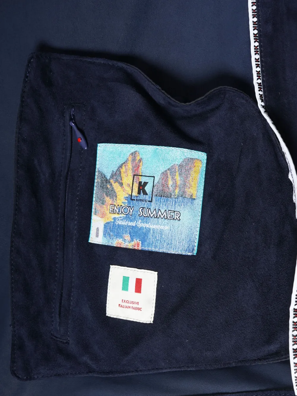 Kiton Kired Olek suède jack met capuchon Blauw