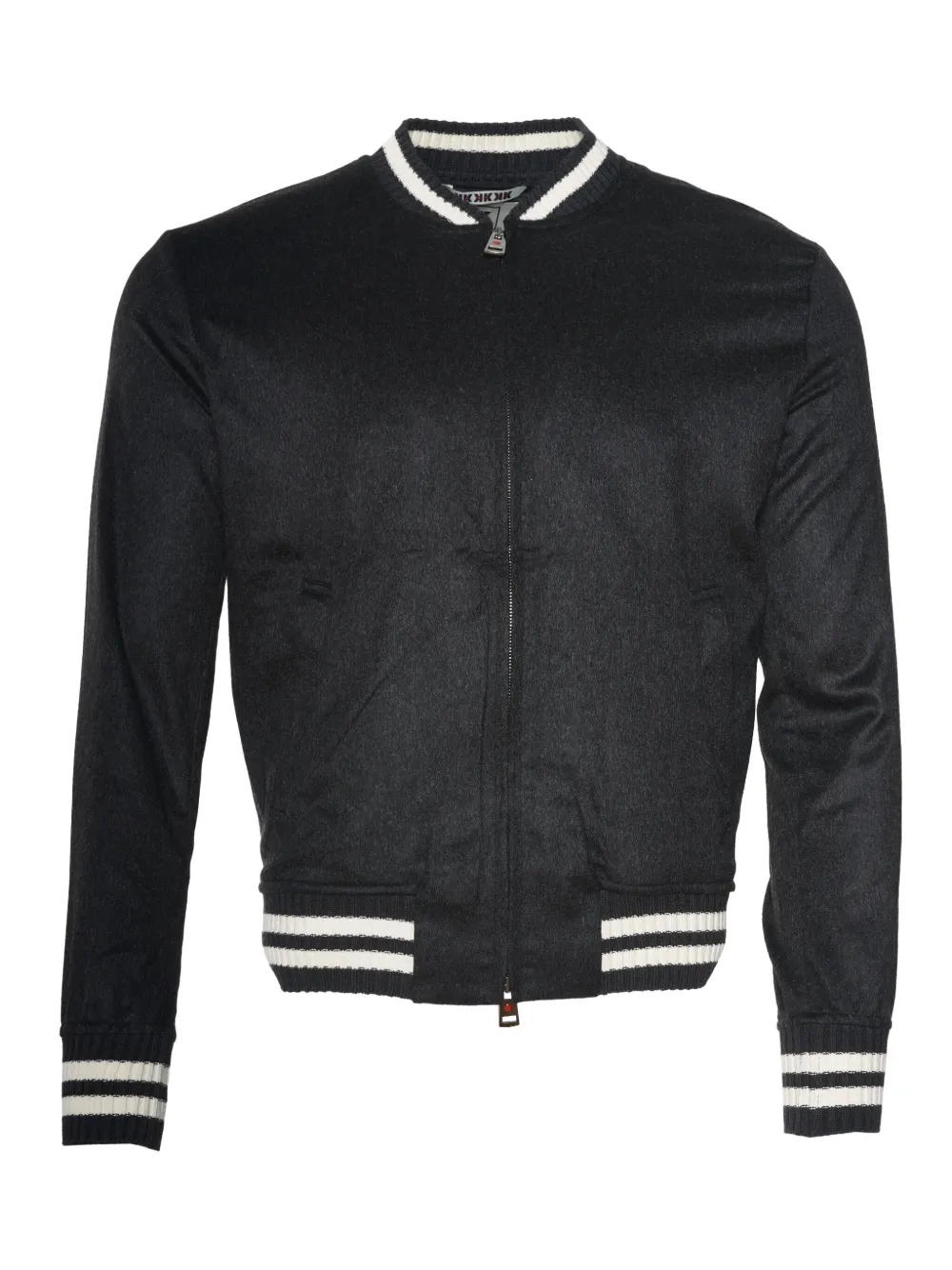 ribbed-trim cashmere jacket