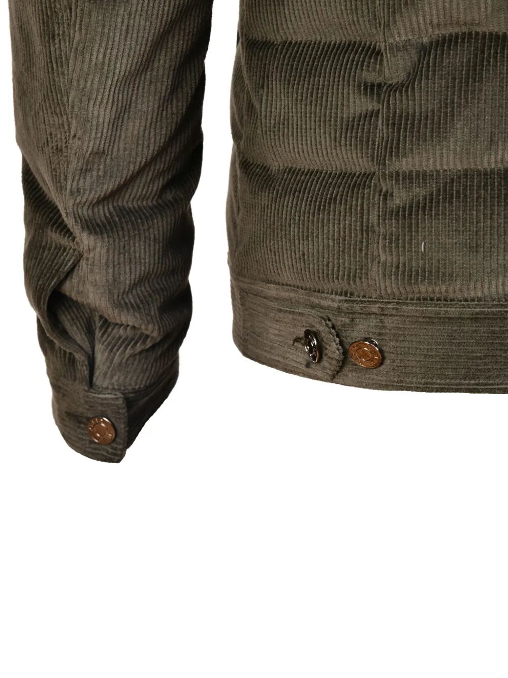 Kiton Ribfluwelen jas met afneembare capuchon Groen