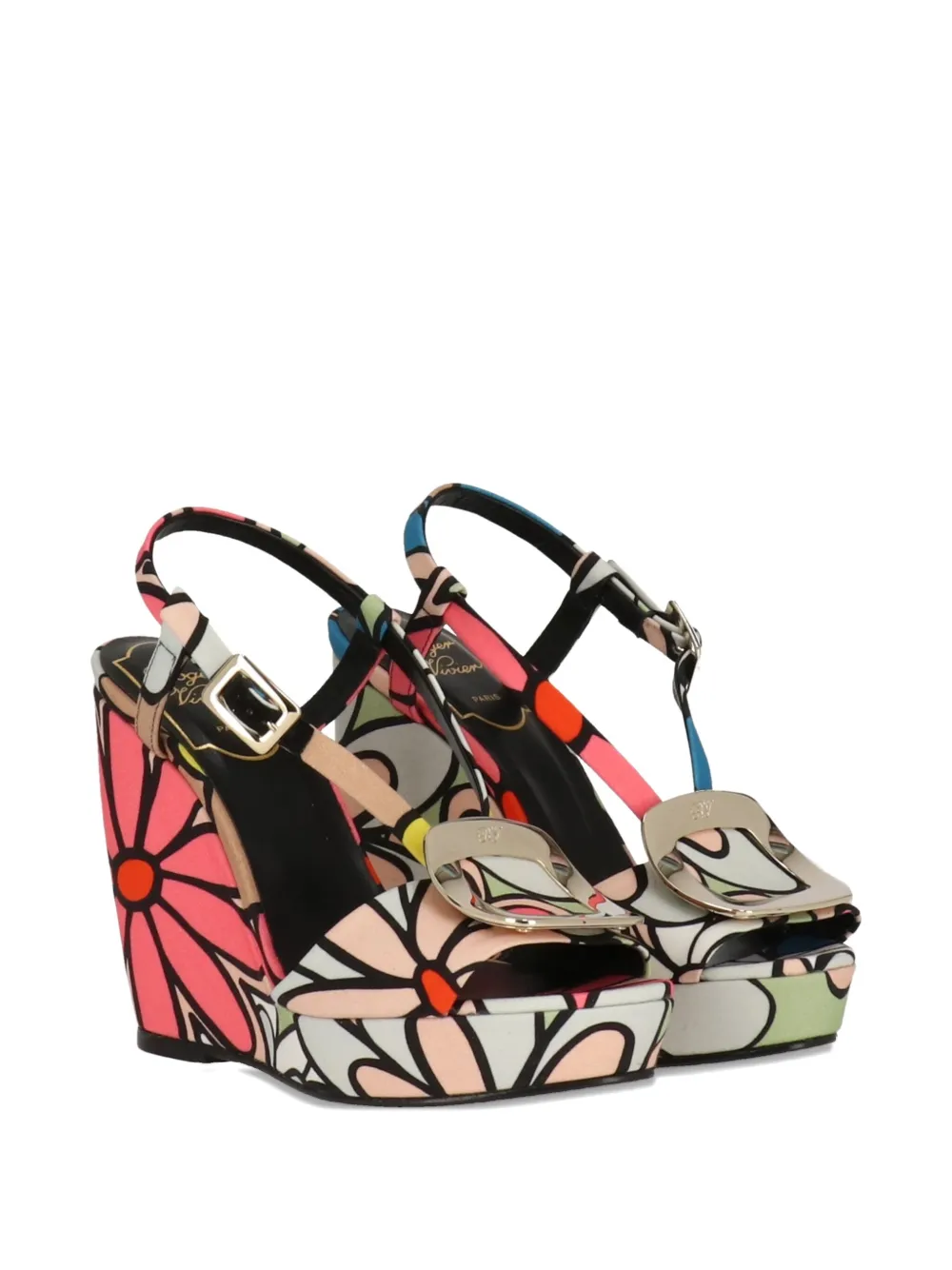 Roger Vivier flower-print buckled wedge sandals | Heeled Sandals | Image 2
