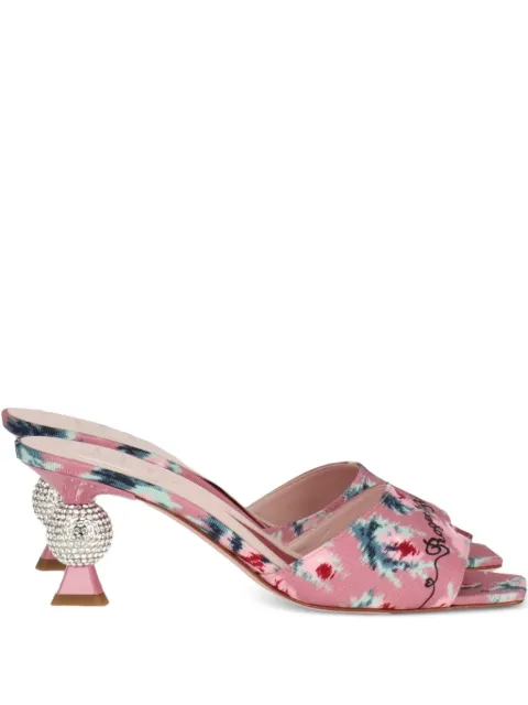 Roger Vivier floral-print crystal-embellished mules