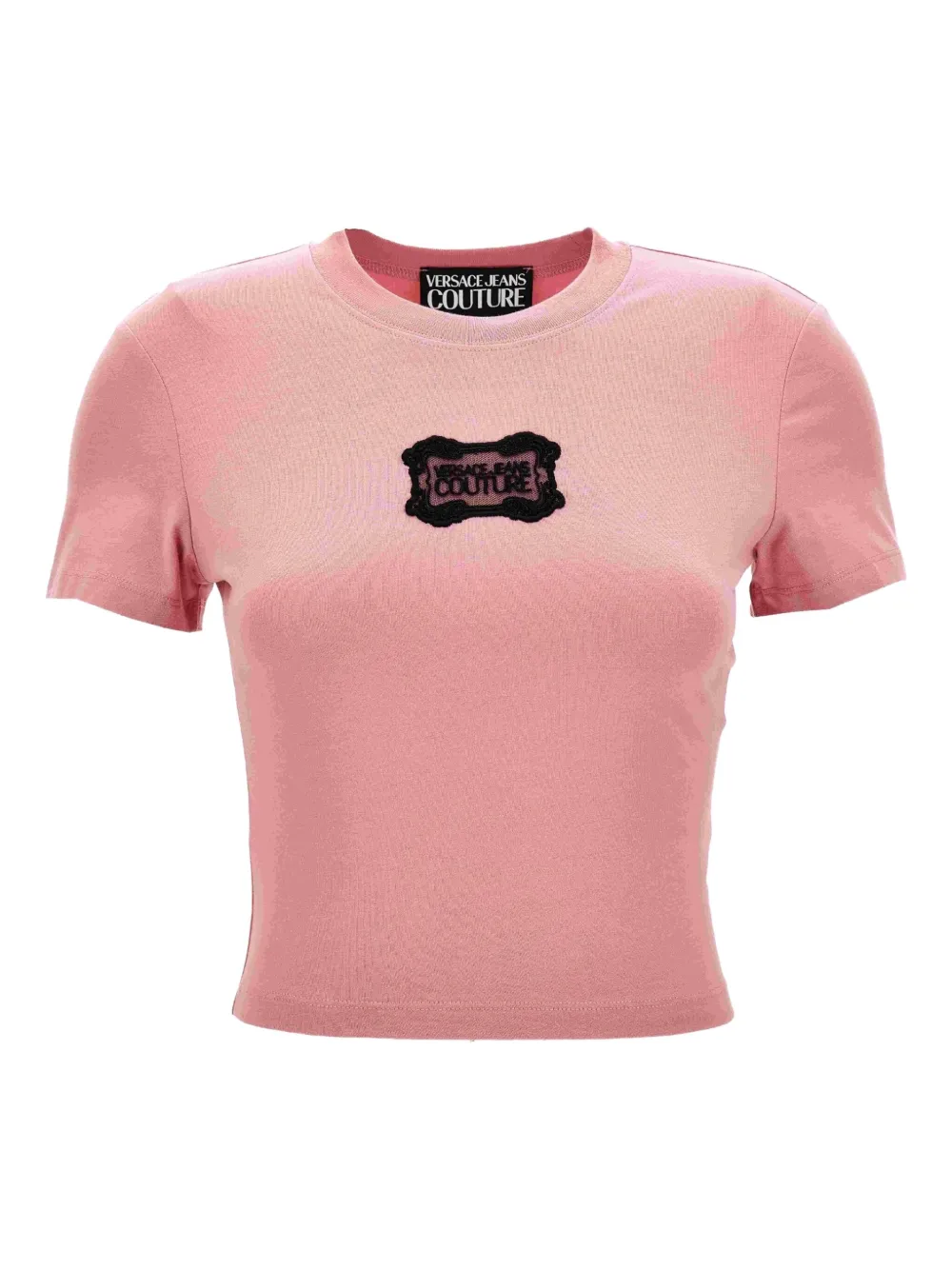 Versace Jeans Couture logo-patch cropped T-shirt | Pink | Image 1
