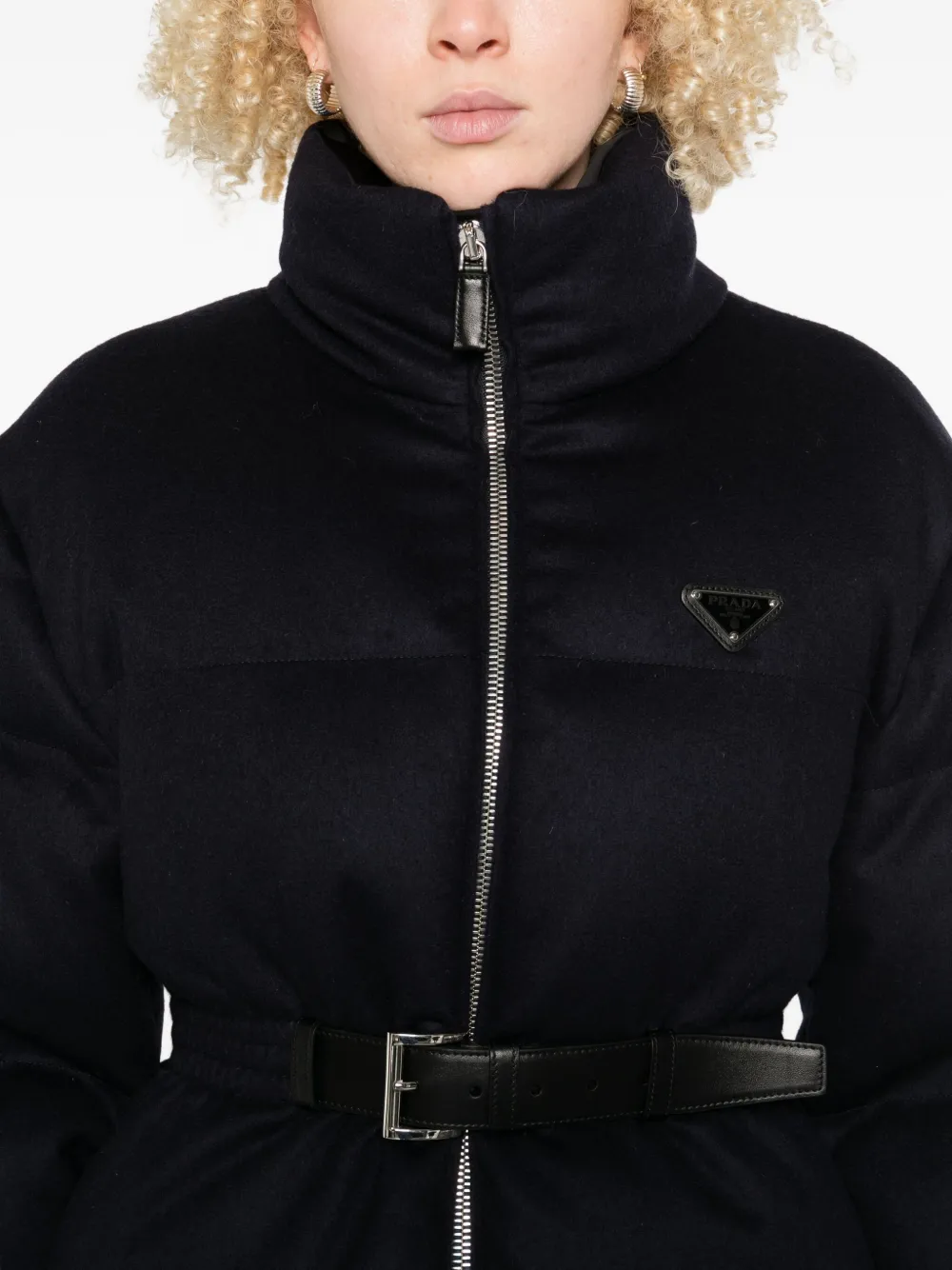 Prada zip-up puffer jacket Blauw