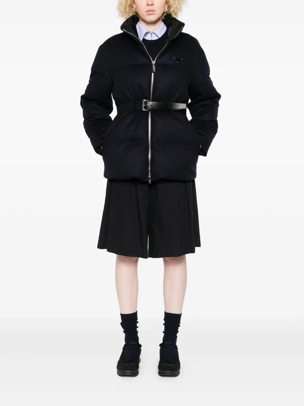 Prada zip-up puffer jacket Blauw