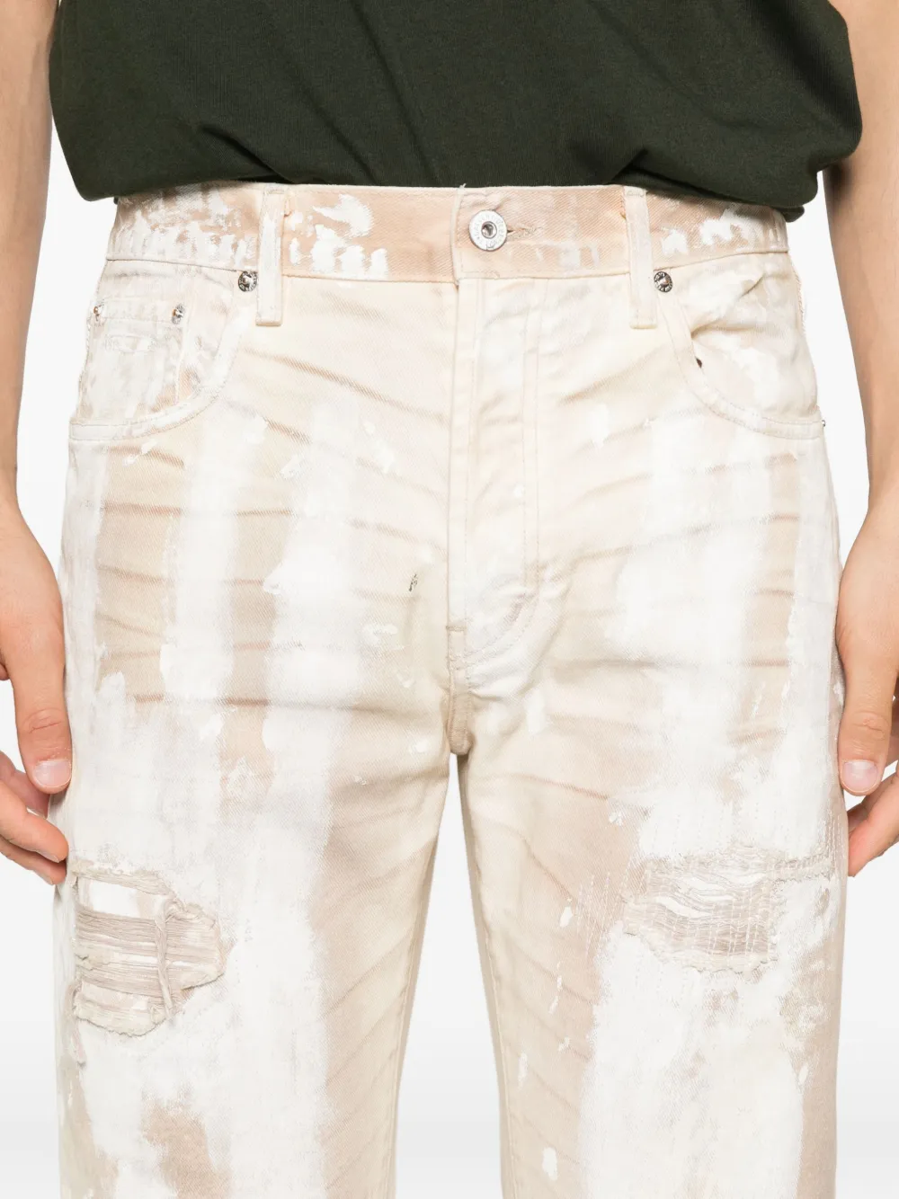 Gallery Dept. Paint-splatter Distressed Jeans In Neutral