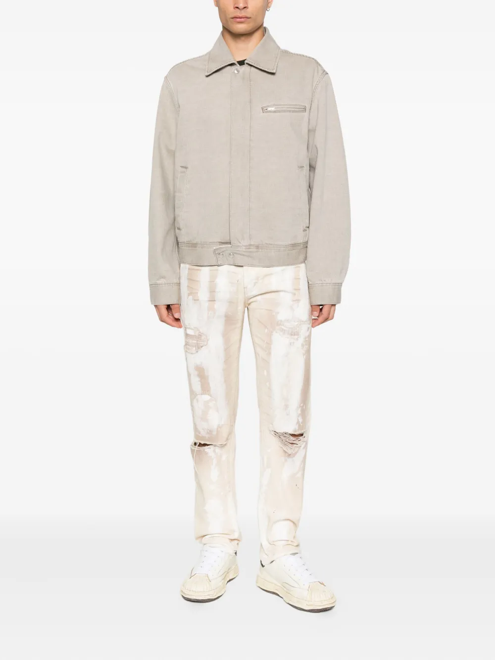 Gallery Dept. Paint-splatter Distressed Jeans In Neutral