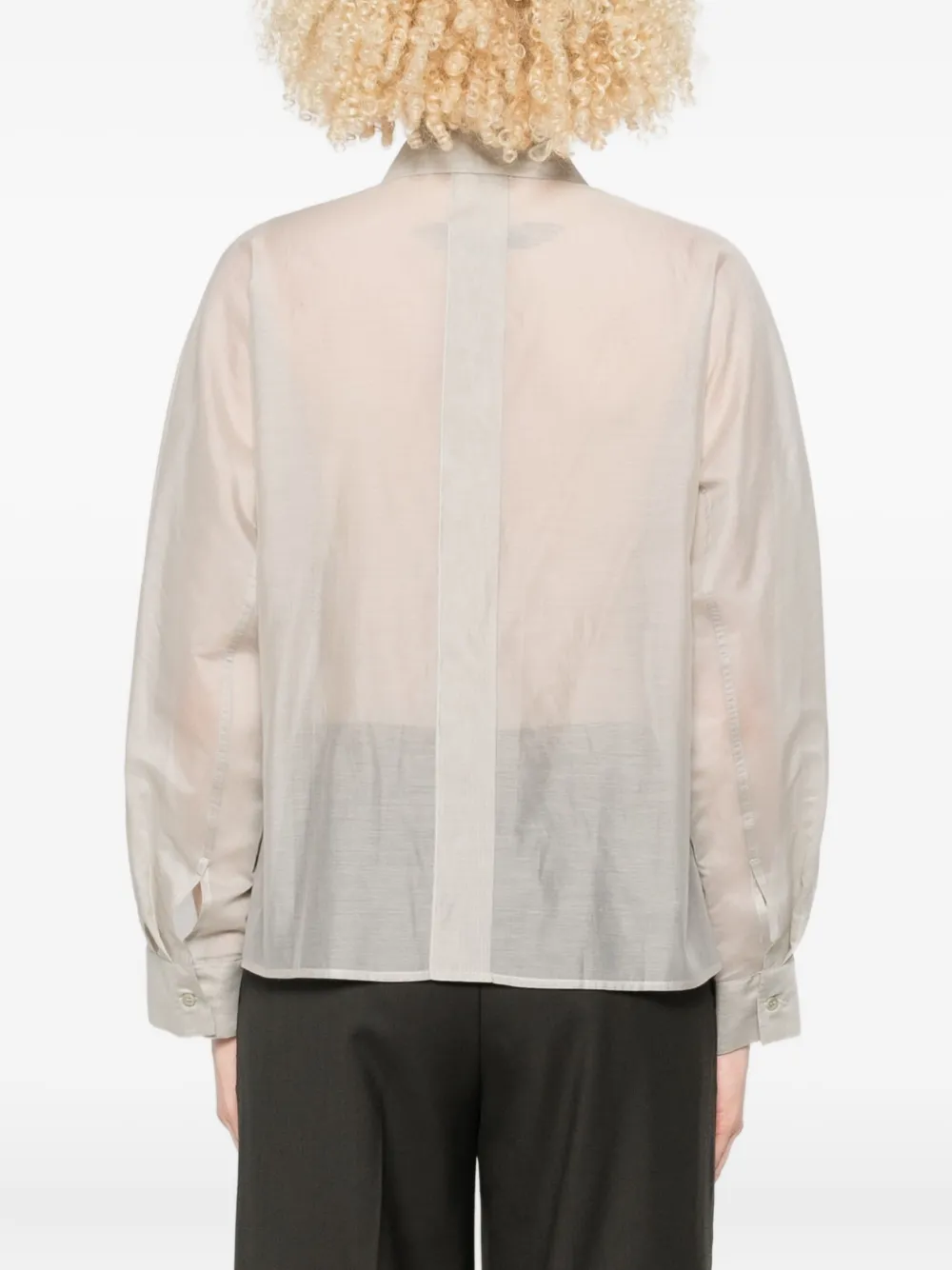 Peserico Katoenen-zijden blouse met knoopsluiting Grijs