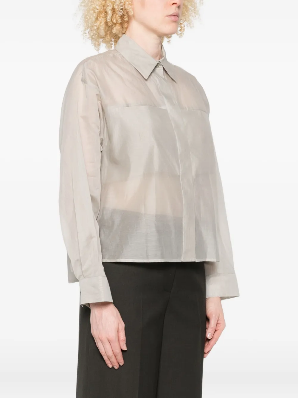 Peserico Katoenen-zijden blouse met knoopsluiting Grijs