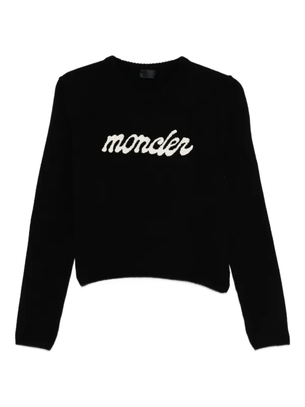 Moncler Logo-embroidered Wool Jumper in Black