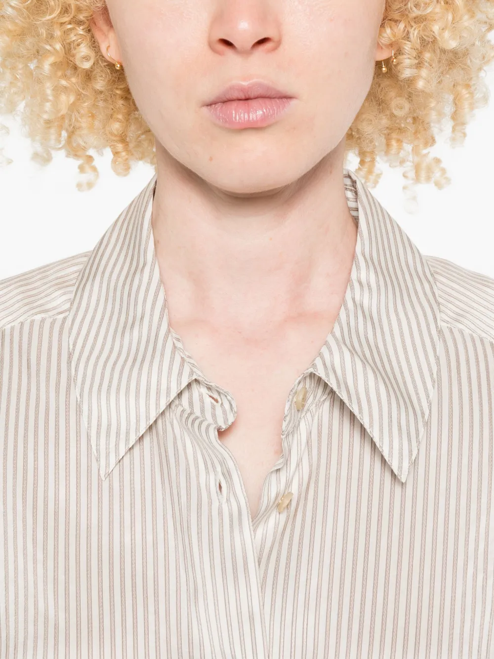 Khaite Stripe-pattern Long-sleeve Shirt In White