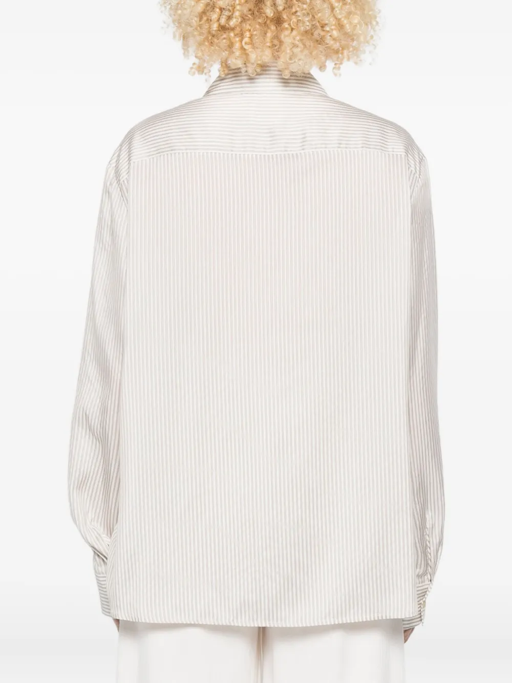 Khaite Stripe-pattern Long-sleeve Shirt In White