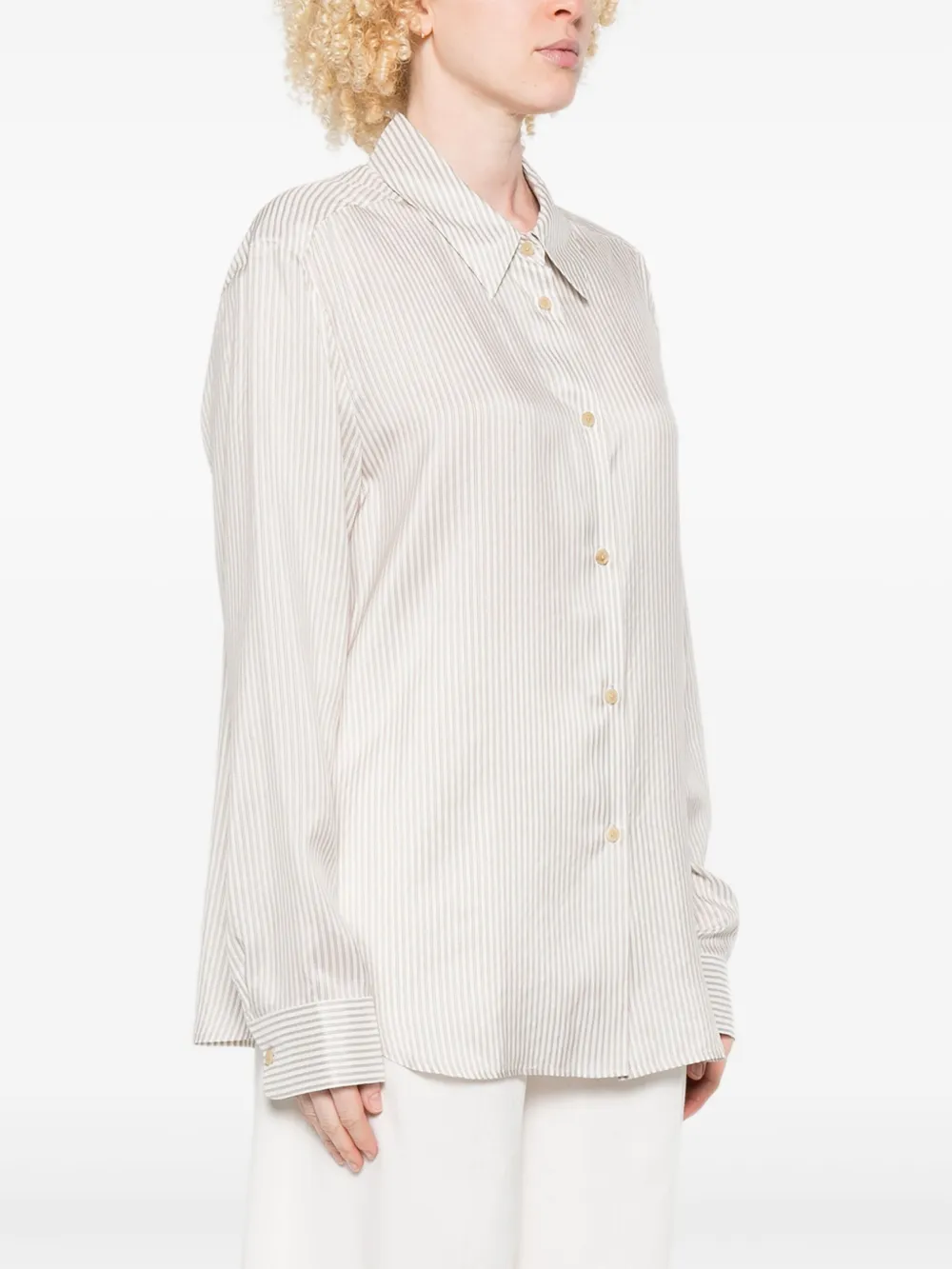 Khaite Stripe-pattern Long-sleeve Shirt In White