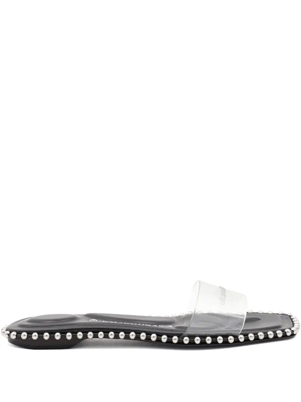 Alexander Wang Beaded Clear-strap Flats in Black
