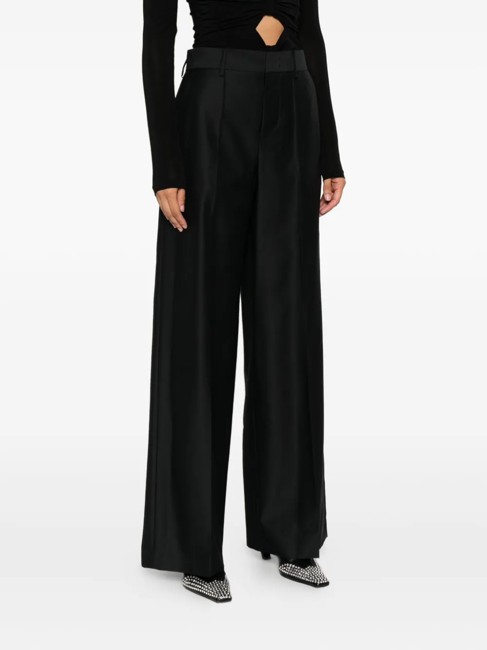 Alberta Ferretti pleat-detail trousers Zwart