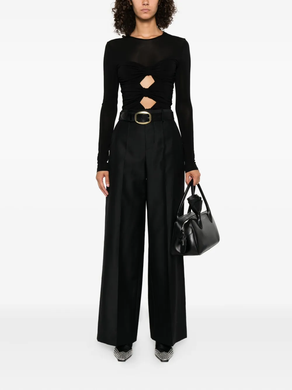 Alberta Ferretti pleat-detail trousers Zwart
