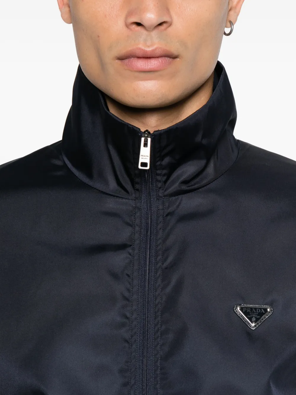 Prada Jack van wolblend met logoplakkaat Blauw