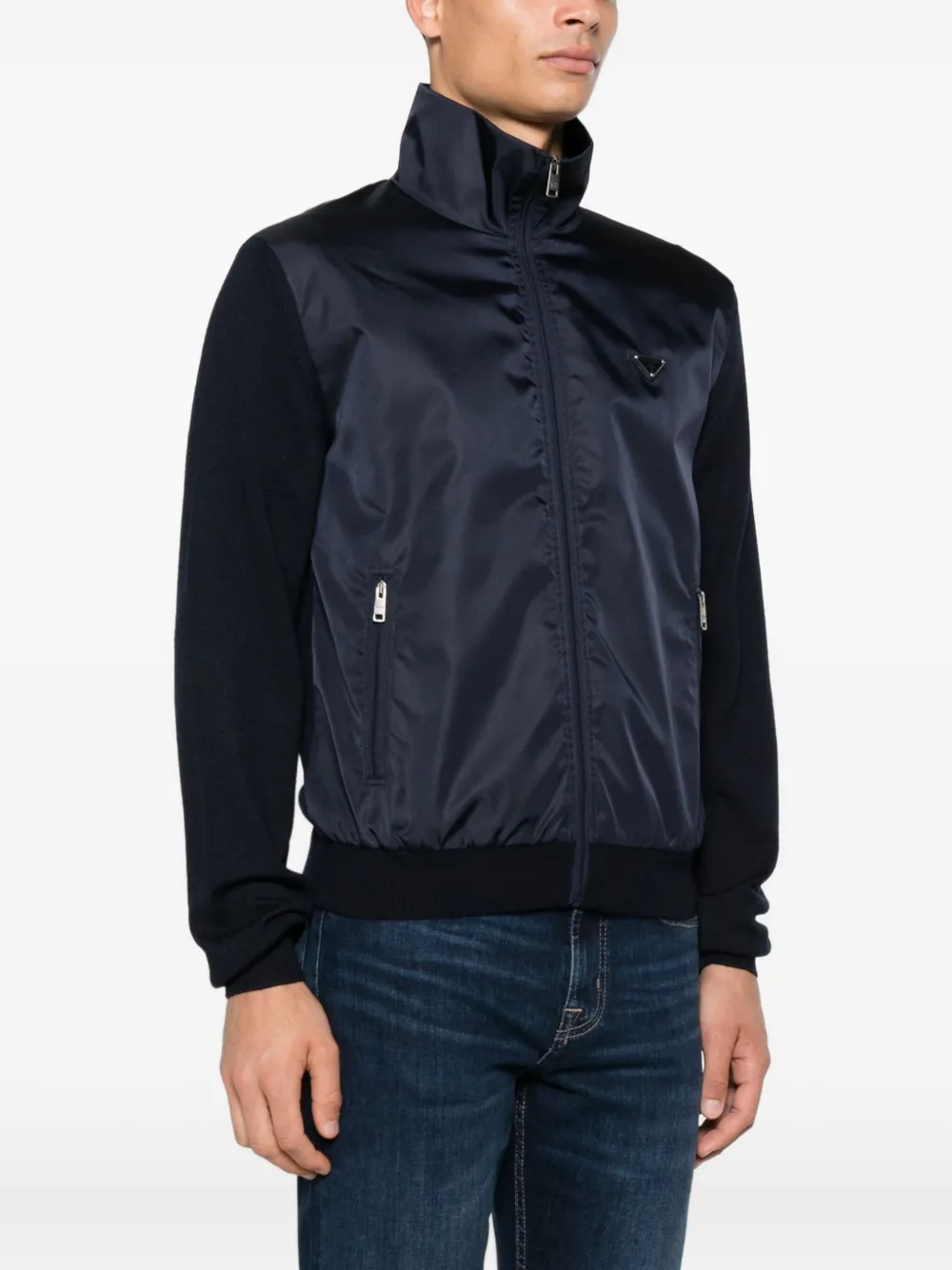 Prada Jack van wolblend met logoplakkaat Blauw