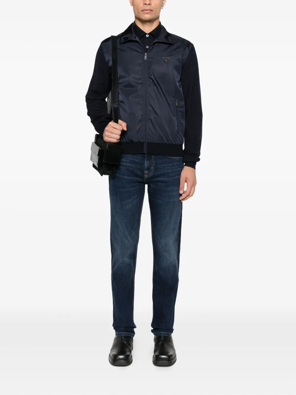 Prada Jack van wolblend met logoplakkaat Blauw