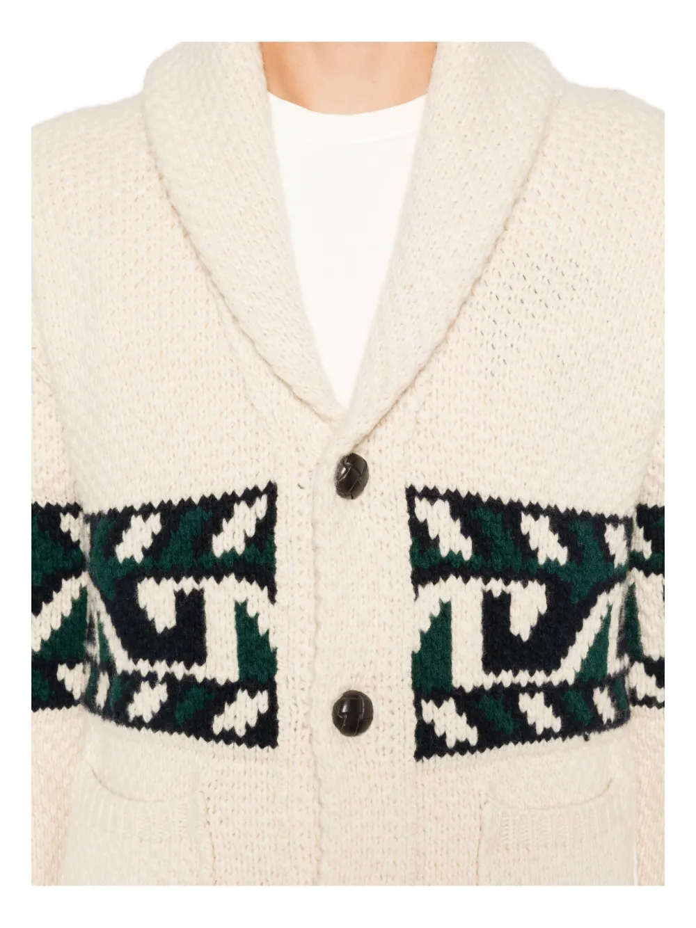 Rakkì Shawl-collar Patterned Cardigan In Neutral