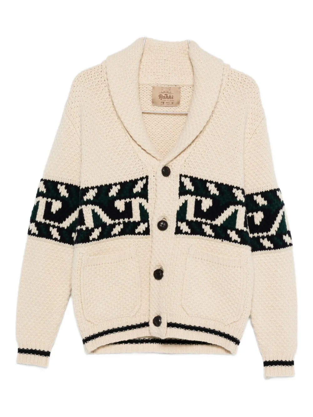 Rakkì Shawl-collar Patterned Cardigan In Neutral