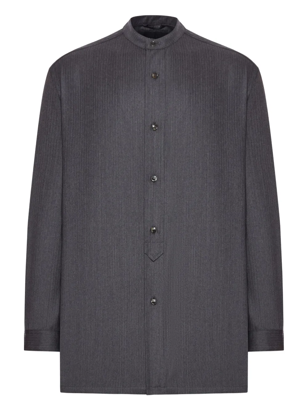Giorgio Armani mandarin-collar wool shirt - グレー Giorgio Armani mandarin-collar wool shirt - グレー
