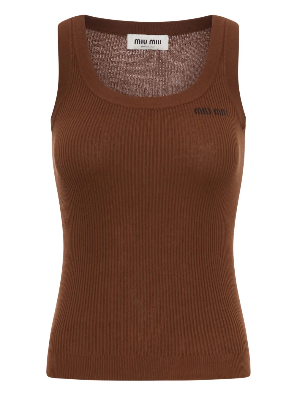 Miu ribbed cotton top Bruin