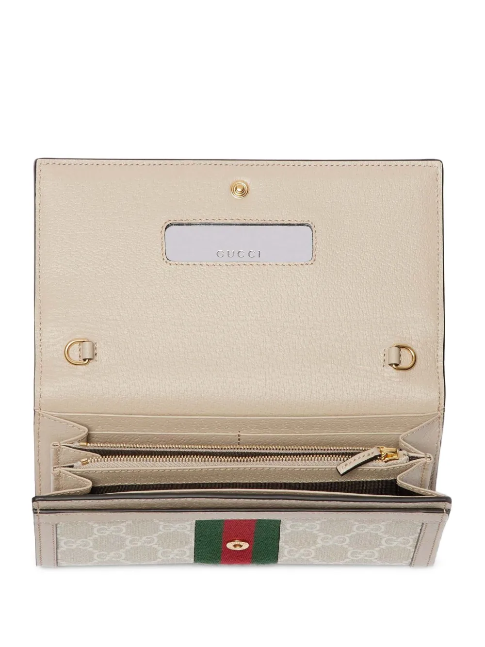 Gucci Ophidia GG-monogram chain wallet Beige