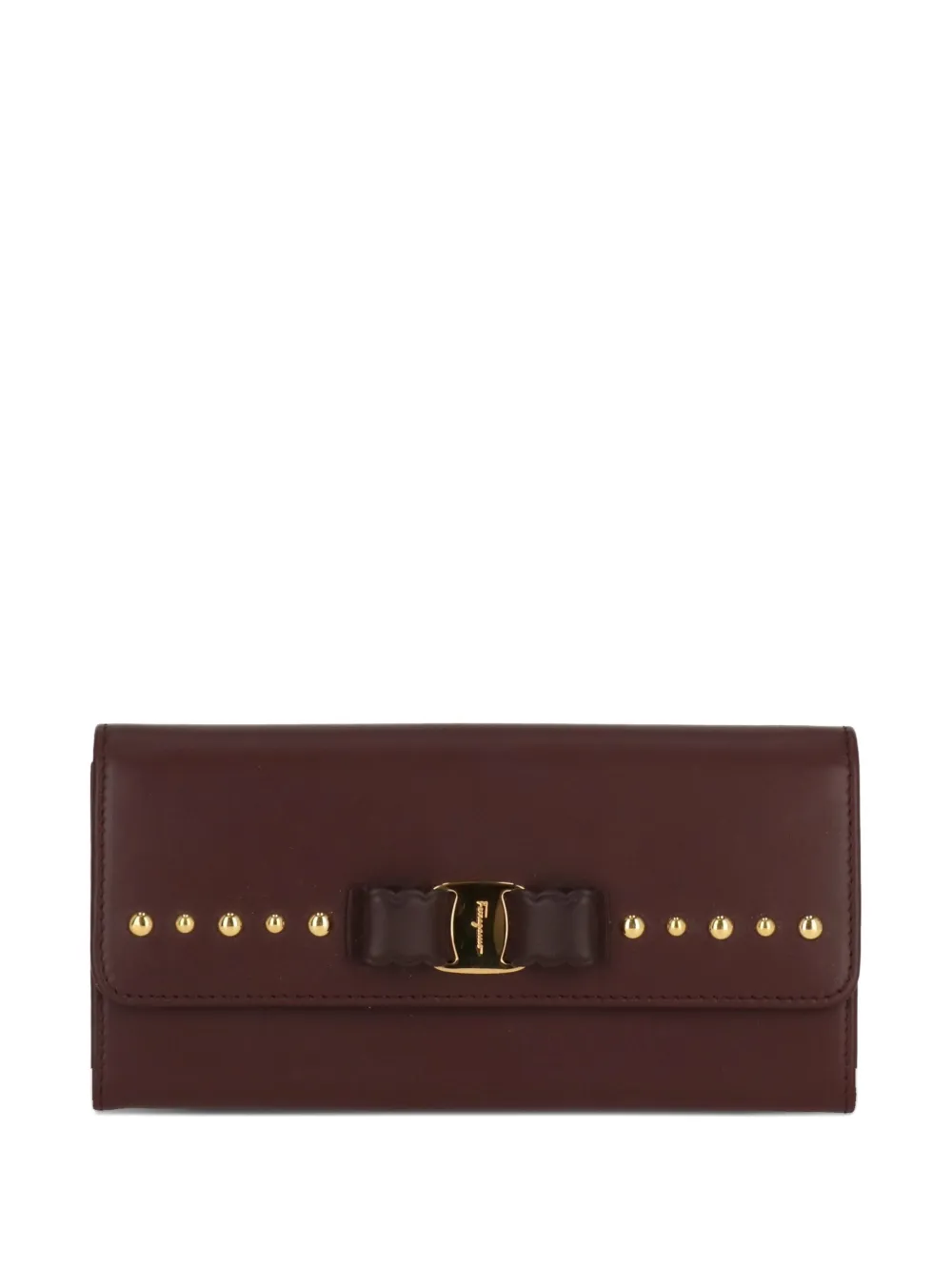 Ferragamo bow-embellished studded wallet - レッド Ferragamo bow-embellished studded wallet - レッド