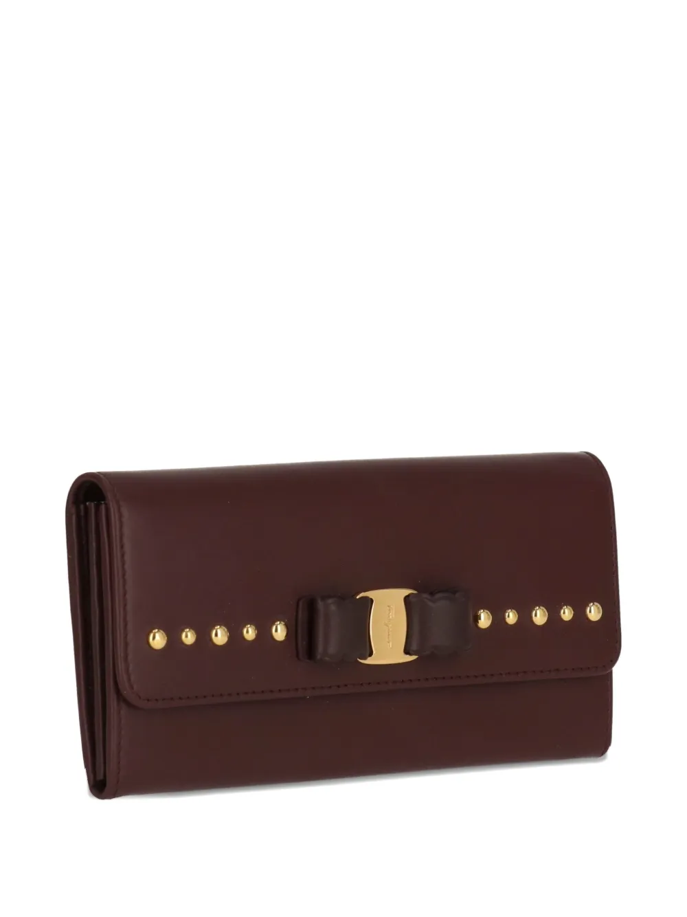 Ferragamo bow-embellished studded wallet Rood