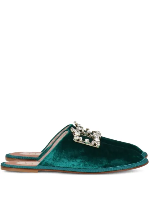 Roger Vivier crystal-embellished velvet mules