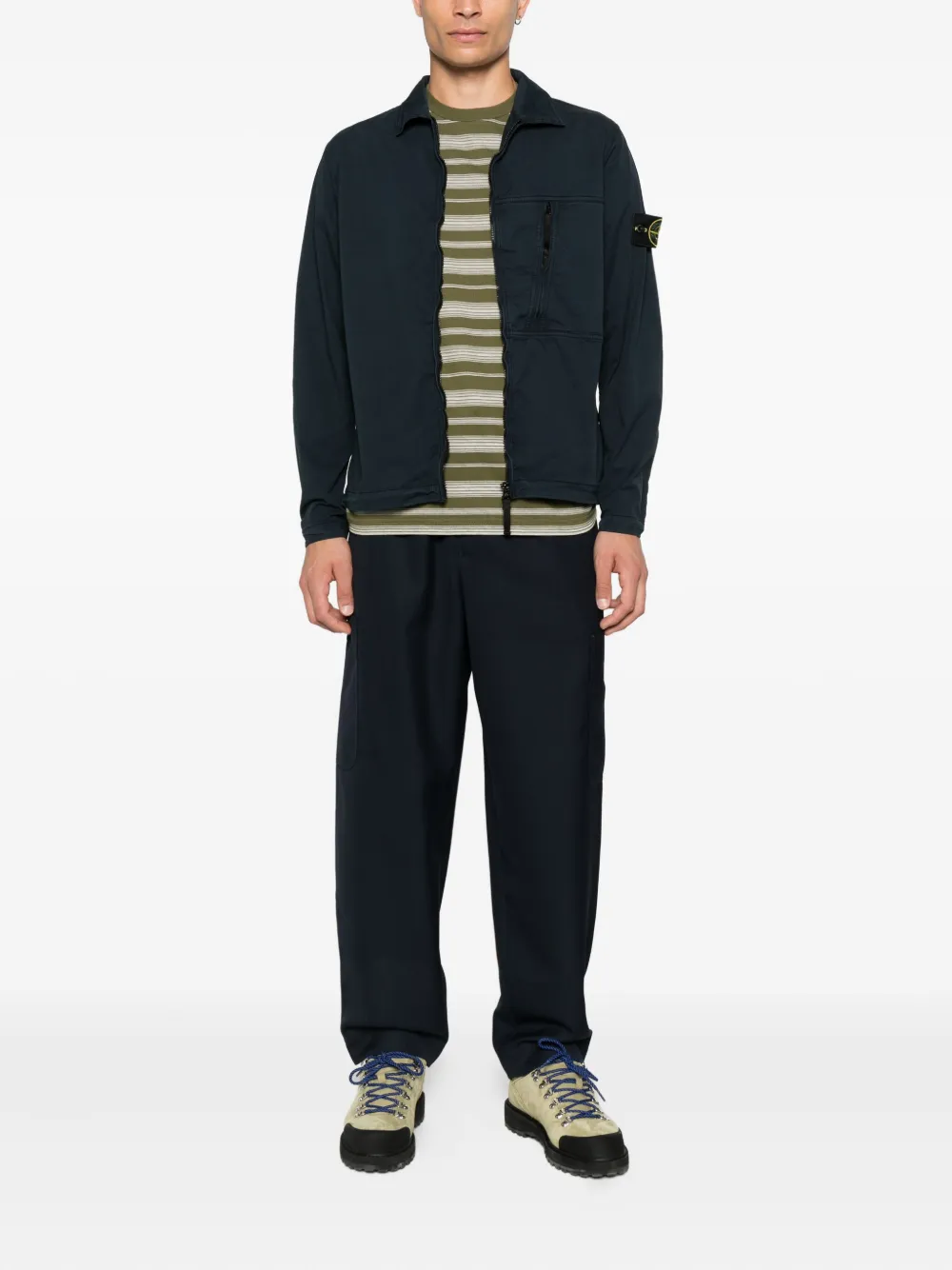 Stone Island Shirtjack met rits en zak Blauw